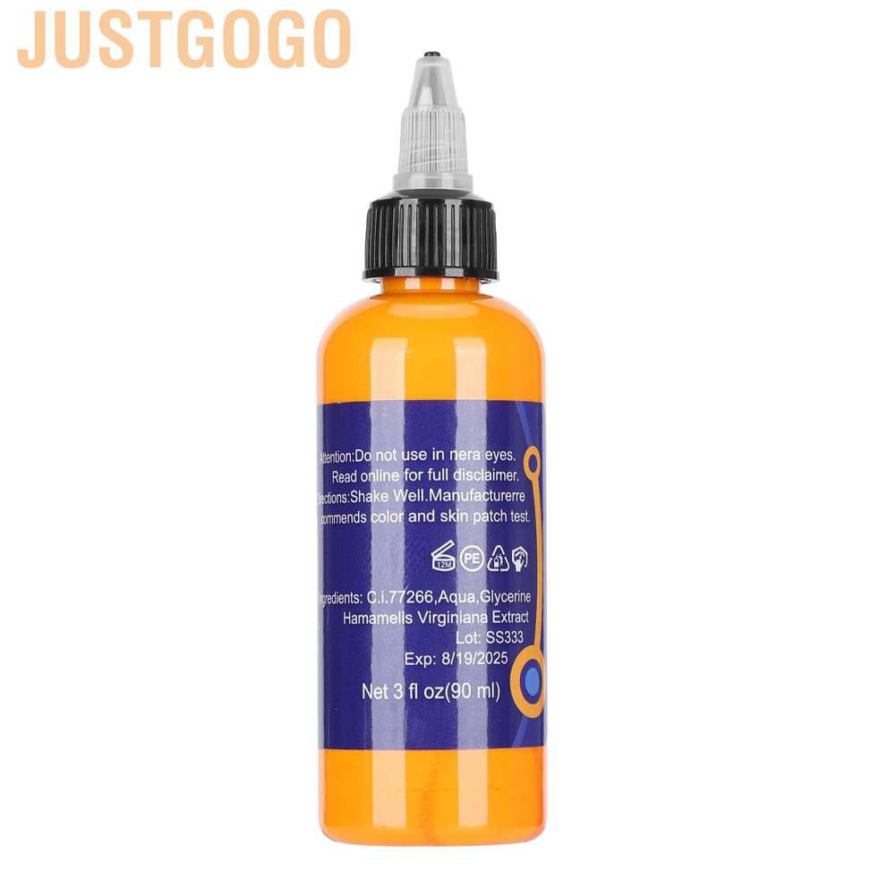 Justgogo Professional Portable Fast Coloring Body Tattoo Pigment Long Lasting Ink 90ml