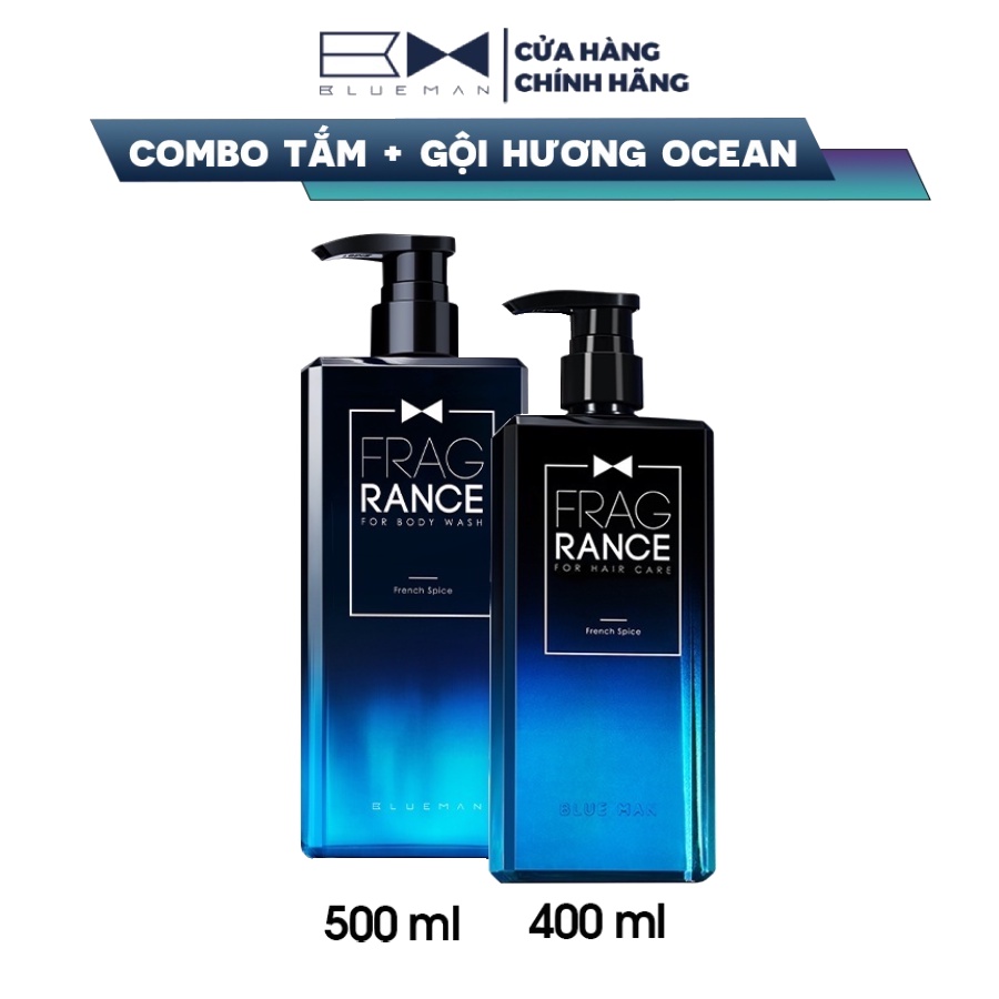 Combo Tắm Gội Hương Ocean BLUEMAN Nước Hoa Siêu Thơm 500ml+400ml