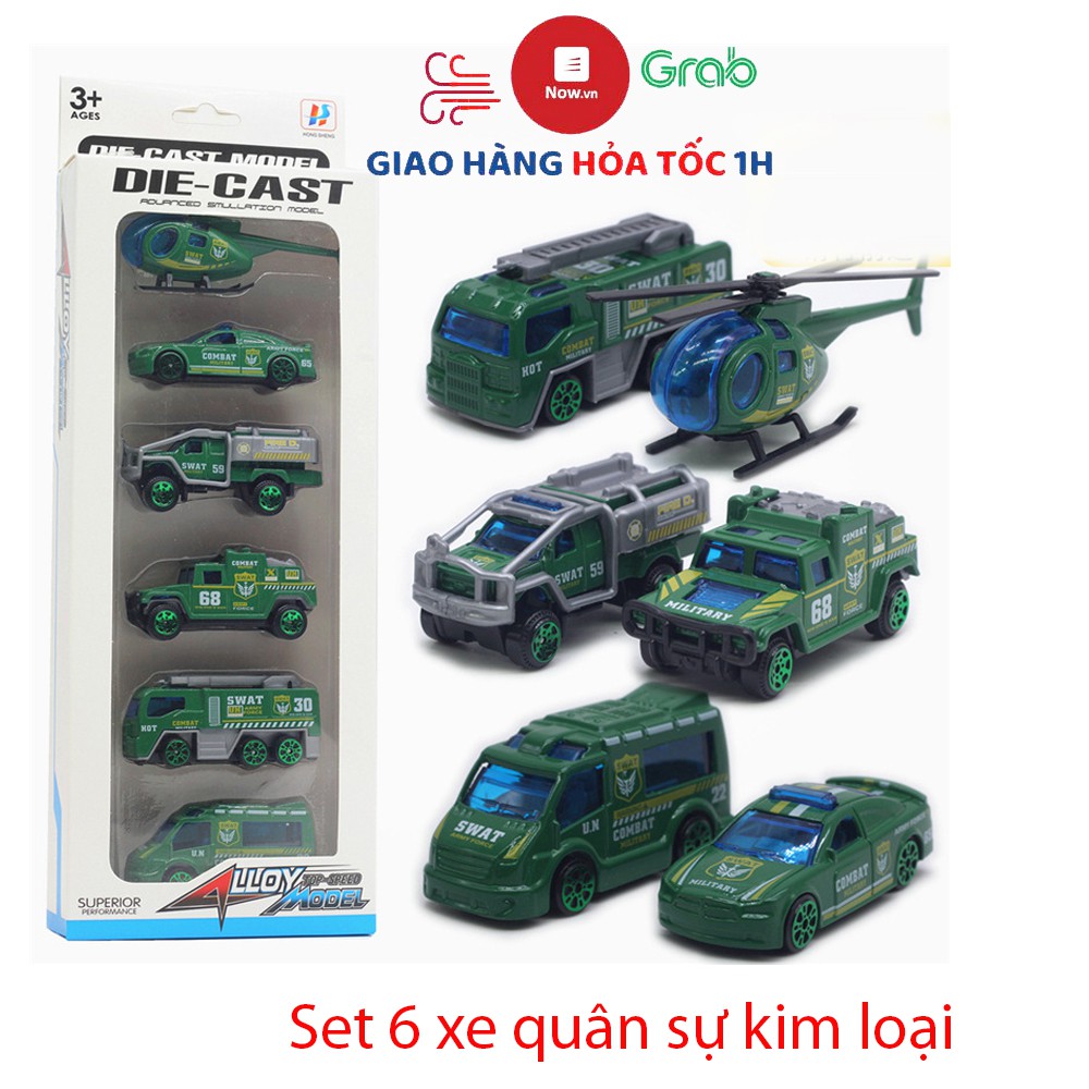 Xe đồ chơi kim loại gồm 6 xe nhiều chủ đề chi tiết sắc sảo bền đẹp
