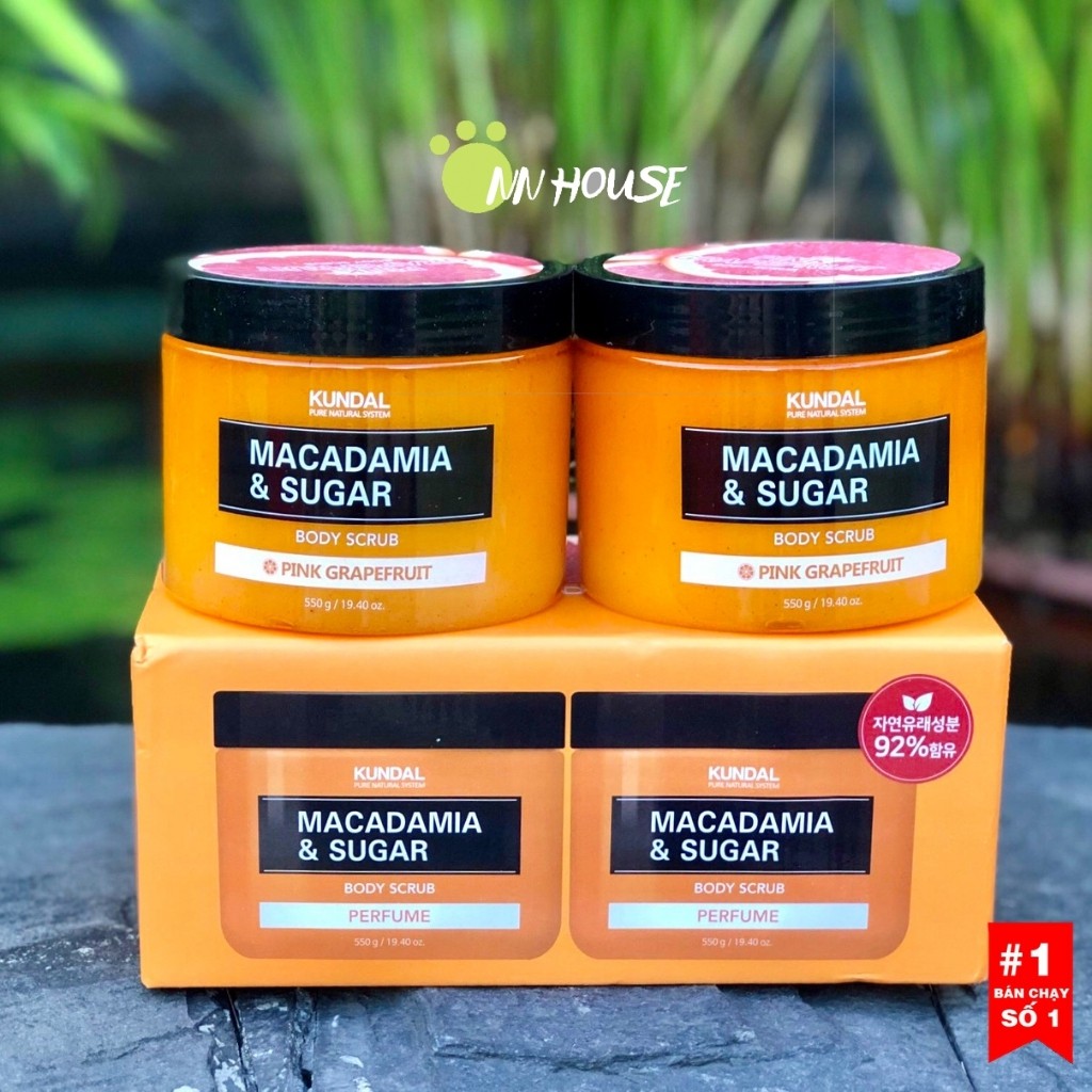 Tẩy da chết body Kundal Macadamia &amp; Sugar Body Scrub dưỡng ẩm, tẩy tế bào chết toàn thân cho cơ thể dạng hạt - NN HOUSE