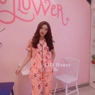 Bộ lụa lửng mặc nhà Pizama
