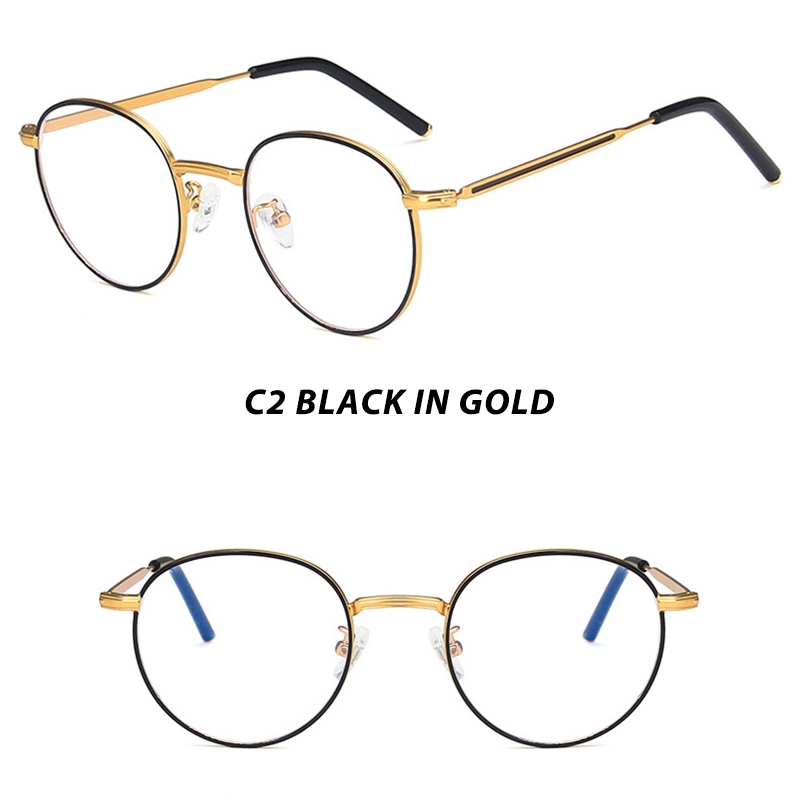 Mắt Kính Chống Cận Thị Màu Xanh Minus0°~-400° Kính Mát Gọng Tròn Thời Trang Hàn Quốc