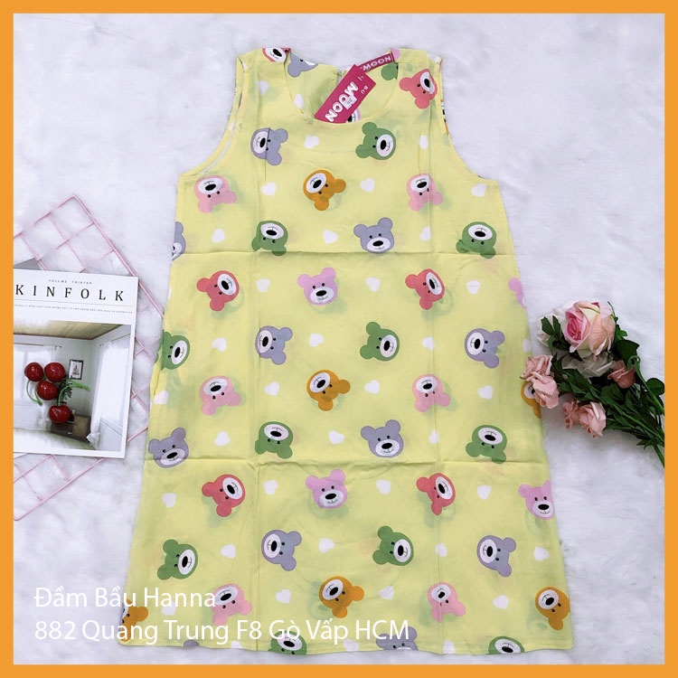 [SIZE 40-60KG] Đầm bầu mặc ở nhà vải lanh 2 da mềm mát ít nhăn bền thoải mái thoáng mát Fom A dáng suông dễ mặc