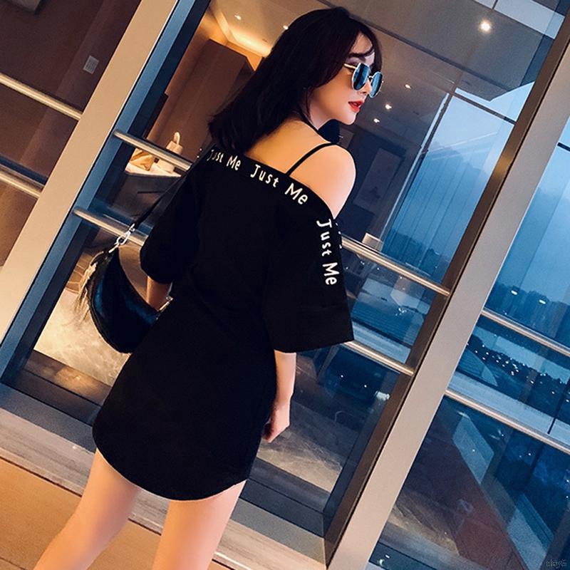 Váy nữ hở vai tay ngắn phong cách Hàn Quốc