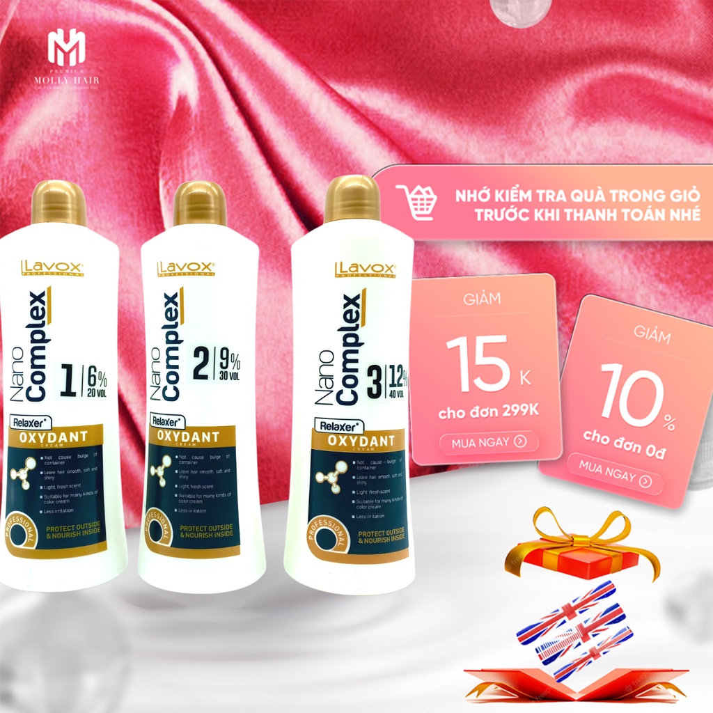 Oxy trợ nhuộm siêu dưỡng Mollyhair Nanocomplex, sử dụng cho mọi loại tóc không gây rát da đầu 6% 9% 12%