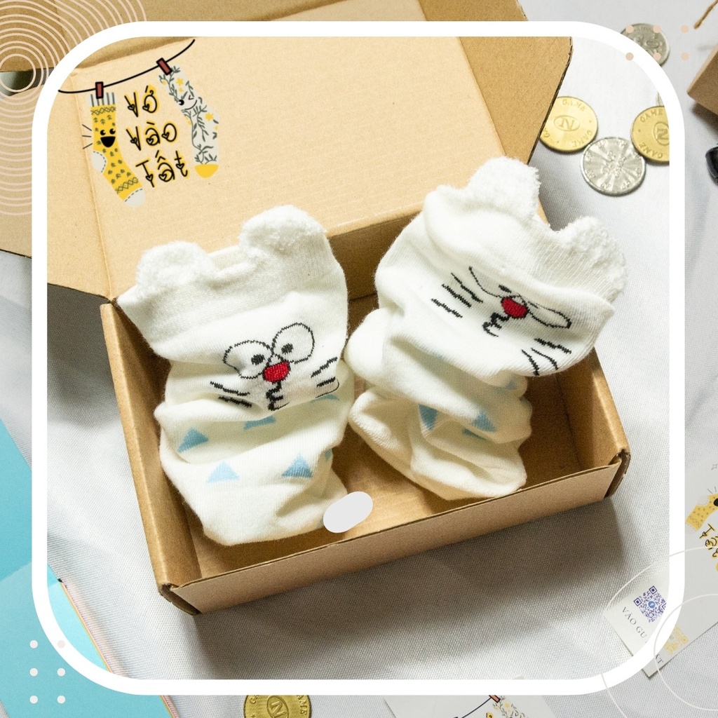 TẤT VỚ CỔ NGẮN XANH BIỂN DORAEMON CÓ TAI