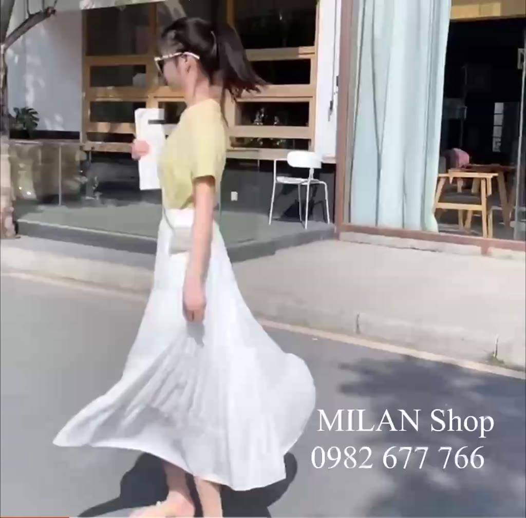 Chân váy dài midi lụa tầng xòe các kiểu thời trang | BigBuy360 - bigbuy360.vn