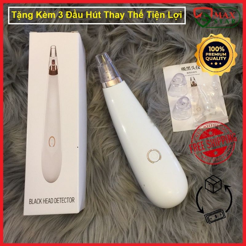 Máy hút mụn đầu đen mini cầm tay tích điện tặng kèm 3 đầu hút khác nhau ✅