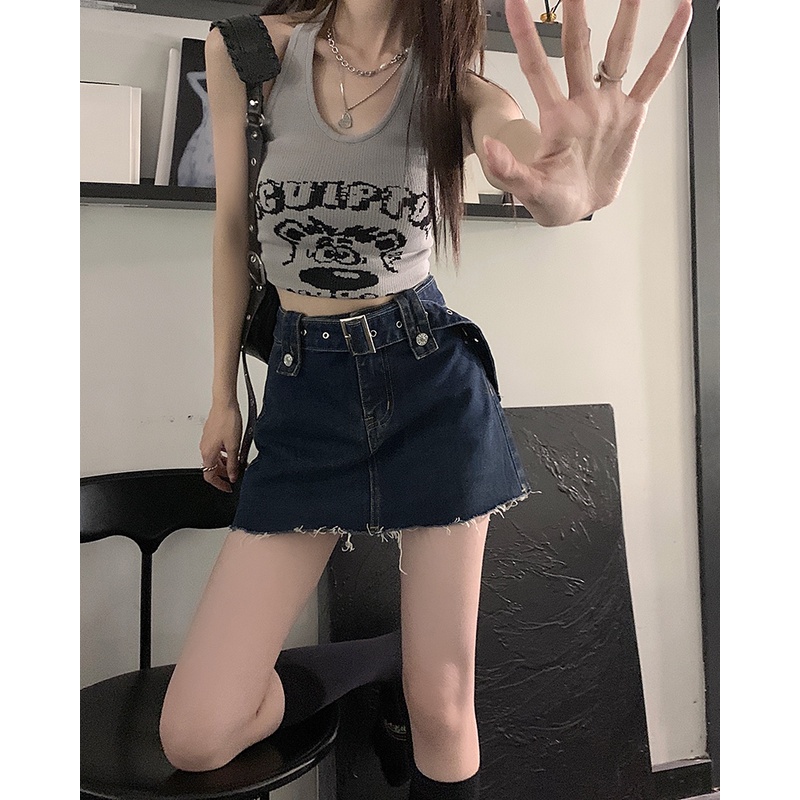 Chân Váy Denim Lưng Cao Thời Trang Mùa Hè Quyến Rũ Phong Cách Trung Hoa Cho Nữ