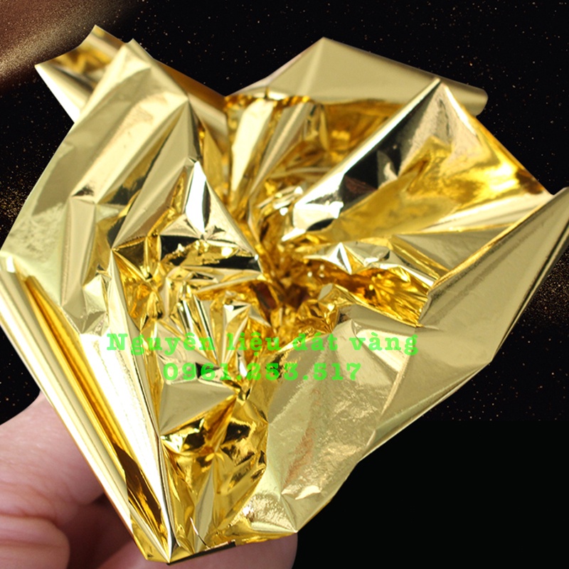 Lá dát vàng 24K 9x9cm trang trí slime, resin, dát vàng tượng, nội thất, đồ lưu niệm