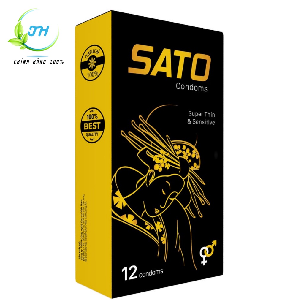 Bao cao su SATO- 100% Cao su tự nhiên siêu mỏng 0,049mm (Hộp 12 bao)