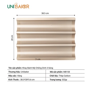 Khay bánh mỳ sóng chống dính vàng Unibaker
