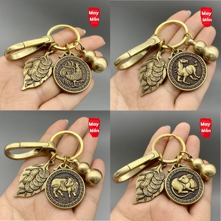 Móc Khóa 12 Con Giáp Phong Thủy Bằng Đồng Thau Theo Mệnh Xua Đuổi Tà Khí