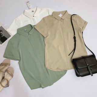 Áo sơ mi cổ sen tròn