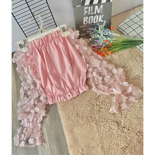 TAOBAO Áo tay lưới hoa hồng tiểu thư xinh xắn