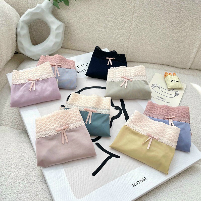 Quần lót su lụa nữ cao cấp - Phối ren quyến rũ co dãn mềm mại - bảng màu pastel