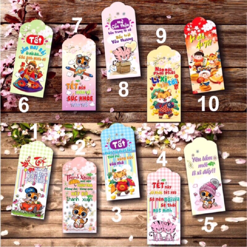 100 lì xì giấy dễ thương
