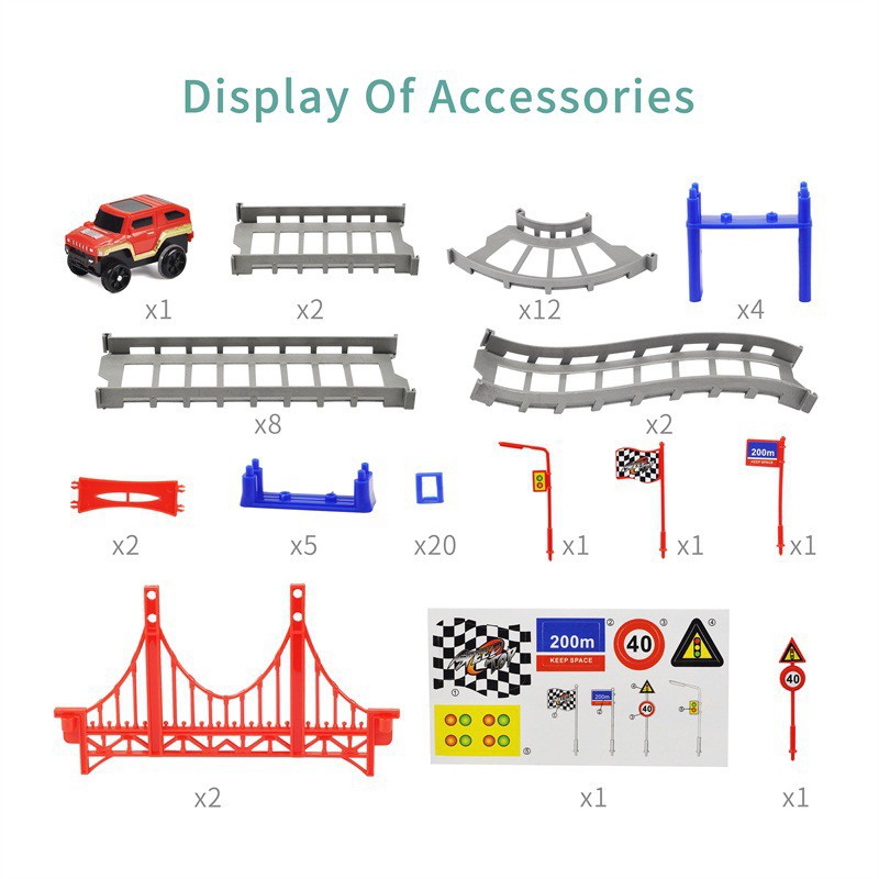 BỘ ĐỒ CHƠI LẮP RÁP MÔ HÌNH ĐƯỜNG RAY Ô TÔ CHẠY