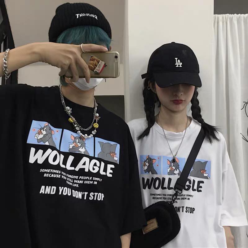 Áo Thun TOM JERRY WOLLAGE - TOKYO SHOP Tay Lỡ Form Rộng, Áo Thun Nam Nữ Unisex Thời Trang Hàn Quốc