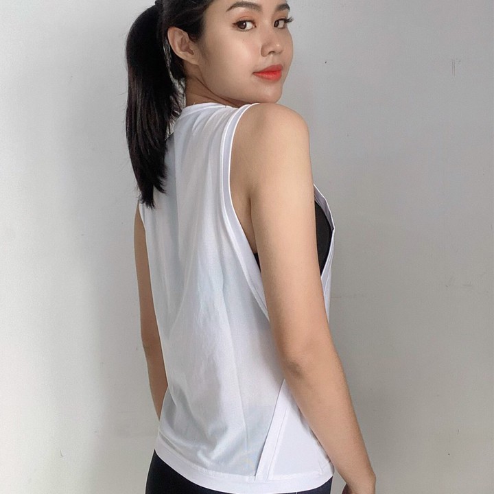 Áo tanktop nữ tập Gym - Yoga phối lưới lưng TANKSPORT