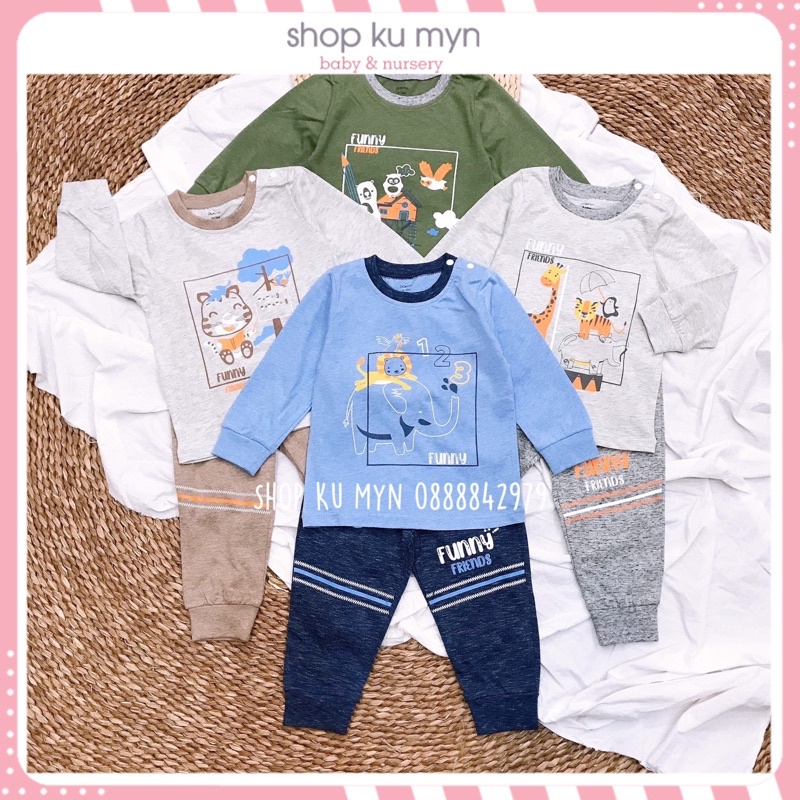 Bộ dài tay cho bé trai , bộ thu đông vải cotton mặc điều hoà Dokma DMB356