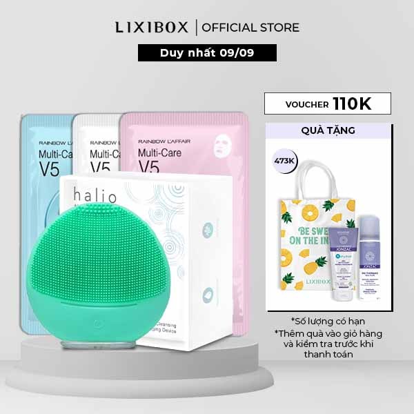 Combo Máy Rửa Mặt Da Nhạy Cảm Halio Sensitive & 3 Mặt Nạ dưỡng da Lixibox