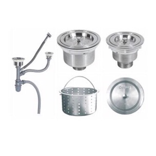 Xi phông chậu rửa bát bên to bên nhỏ 14cm và 11cm