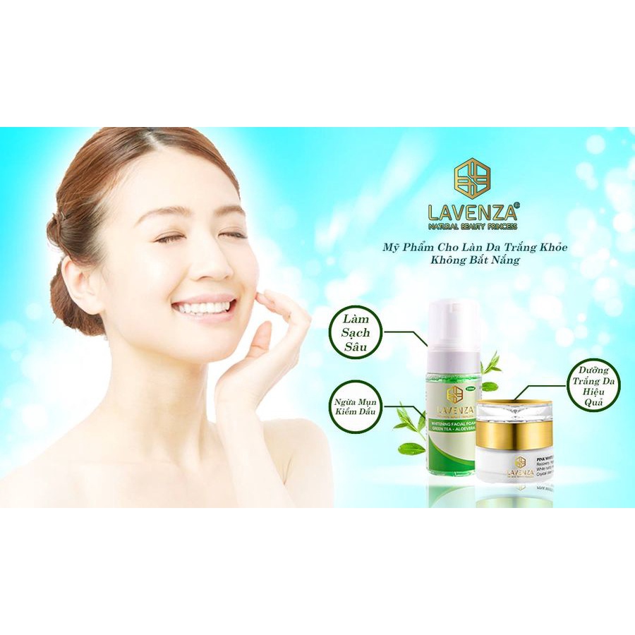Sữa rửa mặt LAVENZA dạng bọt trắng da 150ml - chiết xuất từ tinh chất trà xanh, lô hội | BigBuy360 - bigbuy360.vn