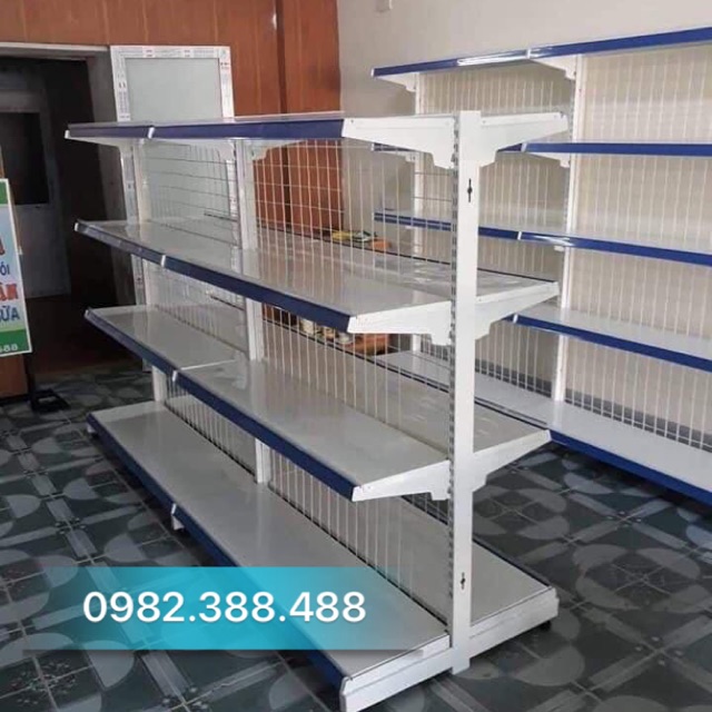 Kệ sắt để hàng tạp hoá ( Kệ giữa nhà 2 mặt Cao 1m5 dài 1m8)