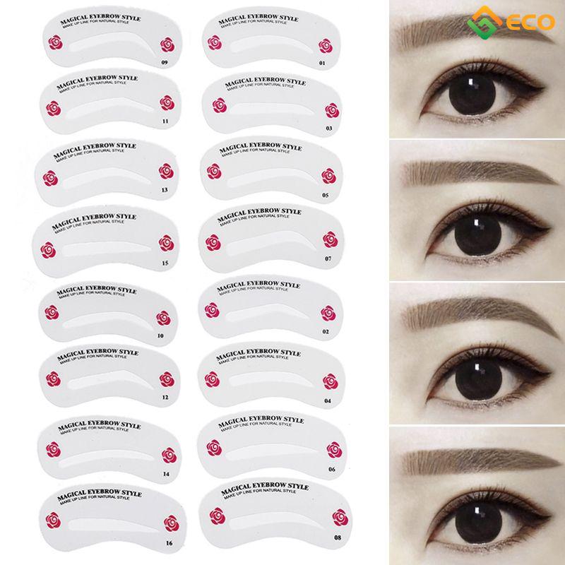 [Hàng mới về] Bộ 24 khuôn nhựa hỗ trợ tạo hình chân mày