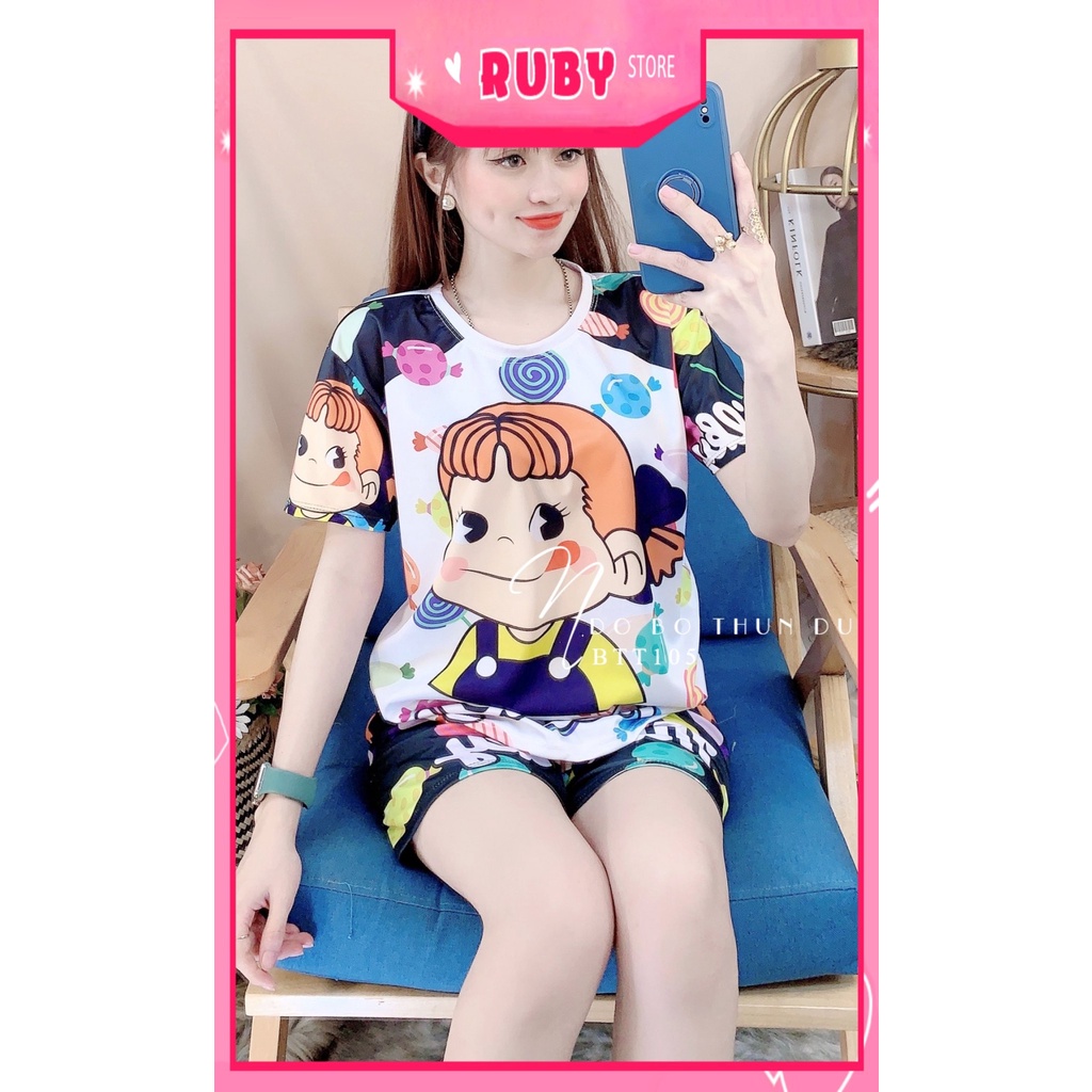 Đồ bộ nữ mặc nhà chất thun mềm mát in hình hoạt hình dễ thương BTT105