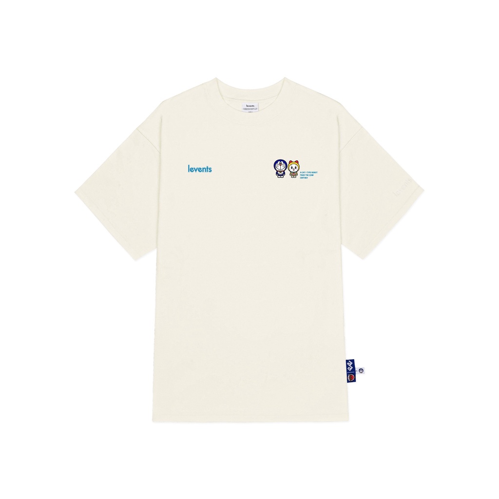 Levents Doraemon - Áo thun popular cat màu xám/kem tee local brand chất cotton thoáng mát