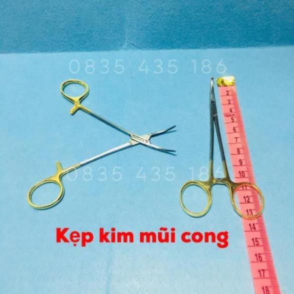 Kelly mũi cong cán vàng cao cấp 13cm - Kẹp kim cán vàng mũi cong 13cm KẸP KIM CÁN VÀNG mũi cong