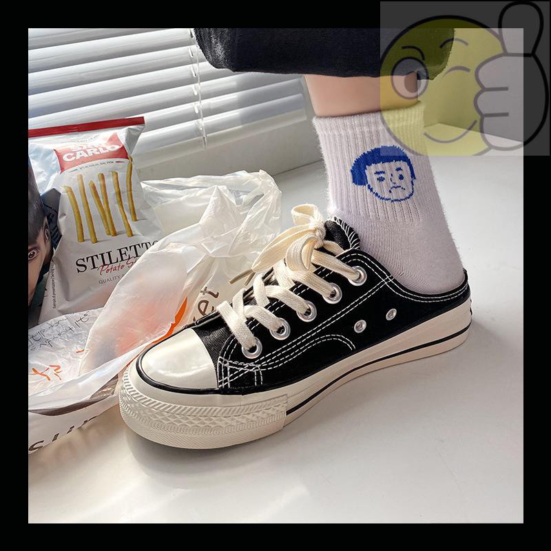 Mới Giày Thể Thao Nửa Chân Vải Bạt Cổ Điển 2021 Dành Cho Nữ
