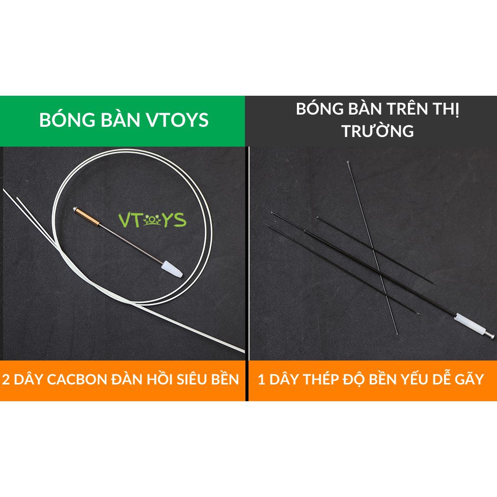 Bóng bàn phản xạ cao cấp rèn luyện thể thao ngay tại nhà (2 vợt gỗ,3 bóng,2 dây đàn hồi,1 đế thép không gỉ)