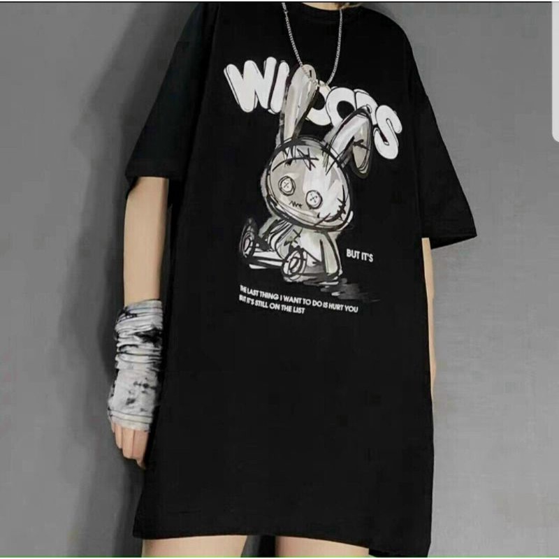 [Rẻ Vô Địch] Áo thun Unisex Tay lỡ Phông rộng In hình Thỏ WIS Freesize 35-75kg | BigBuy360 - bigbuy360.vn