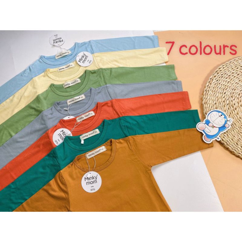 Sét 4 Áo Dài tay thun lạnh minkymom Quảng châu cổ tròn cho bé trai bé gái