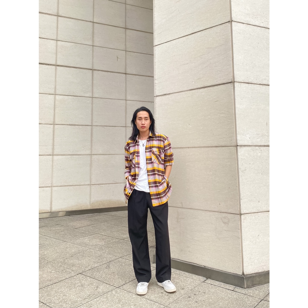 Áo sơ mi Flannel caro cao cấp | Yellow Flannel Shirts