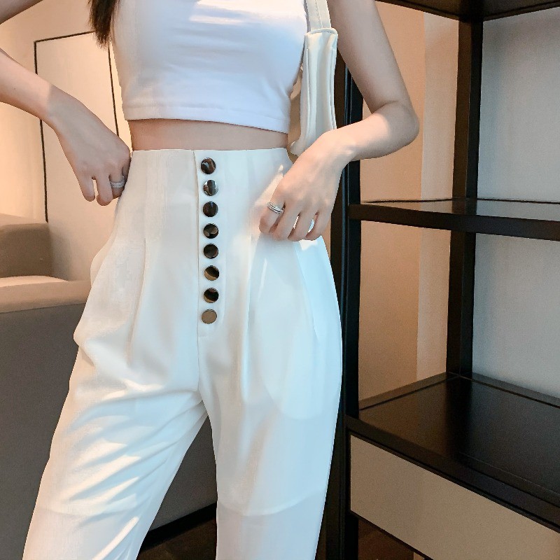 (ORDER) Quần âu nữ cạp cao viền cúc dọc | BigBuy360 - bigbuy360.vn