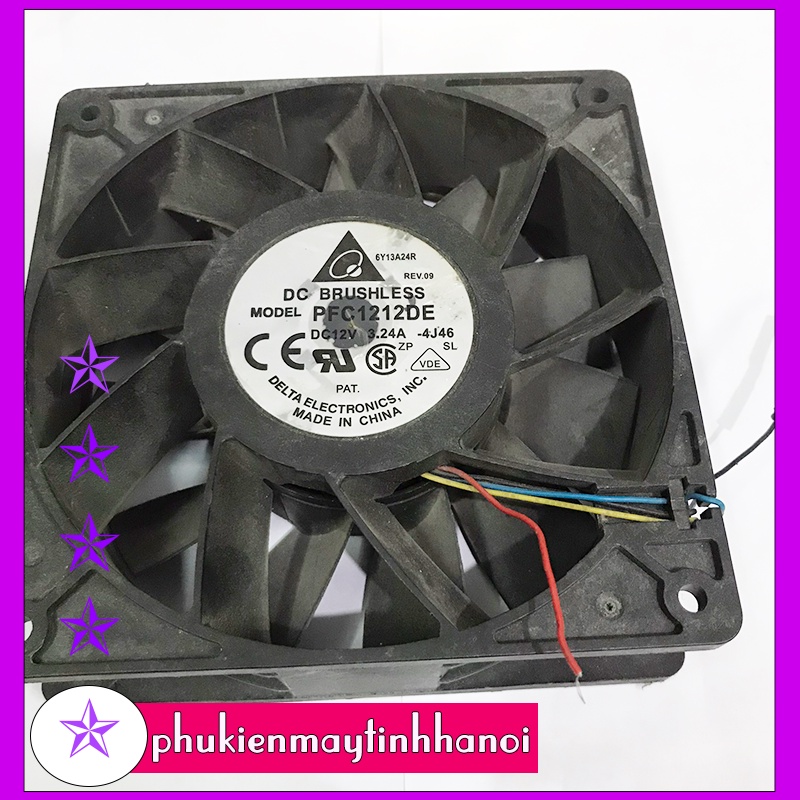 Quạt tản nhiệt thổi mát cực mạnh Delta 12cm 3.24A có 4 pin điều tốc lưu ý fan khá nặng