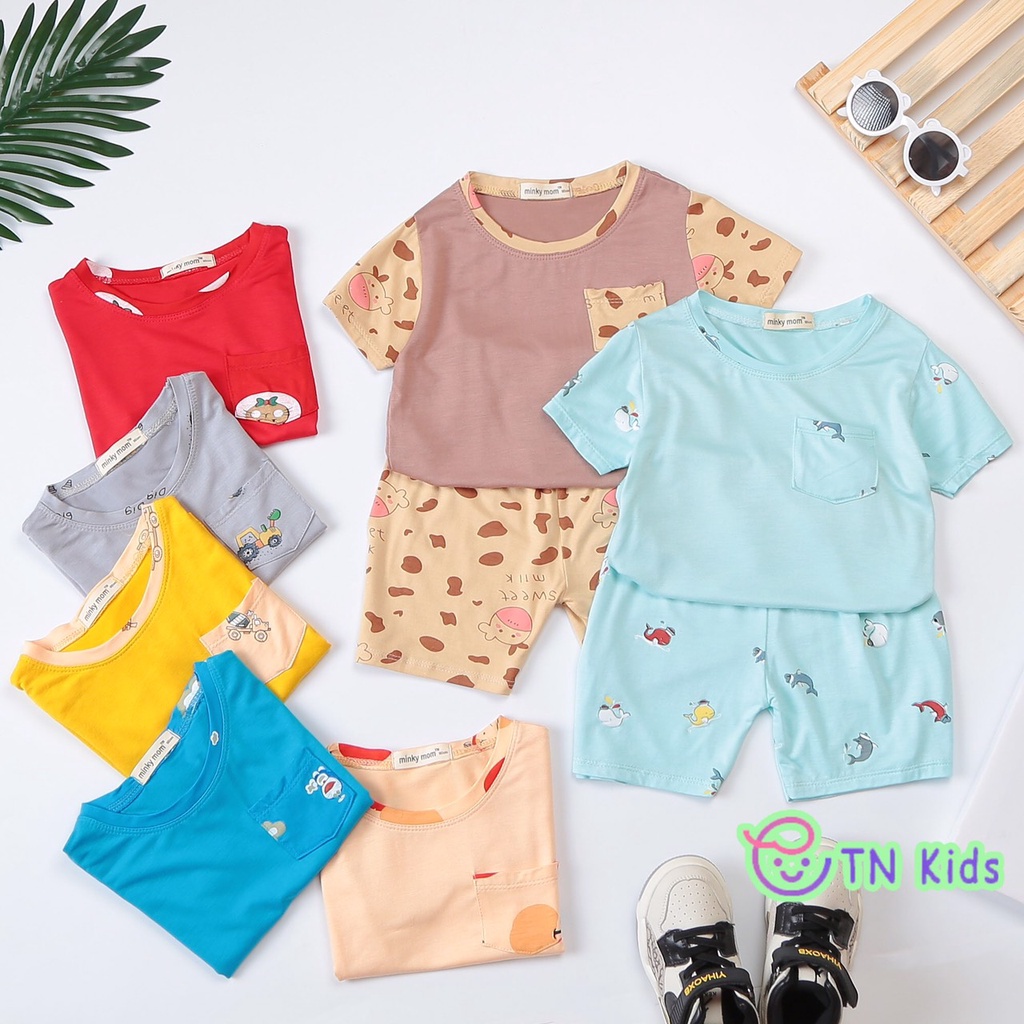 [Bé 20-32kg] Bộ Ngắn tay thun lạnh ráp lăng SIZE ĐẠI Minky Mom cho bé trai bé gái từ 20-32kg Form to ( HÀNG CHUẨN )