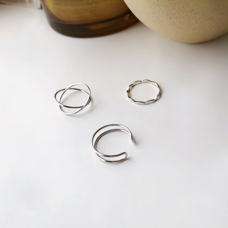 Set 1/ 3 nhẫn WE FLOWER mạ bạc thiết kế đơn giản thời trang dành cho nữ
