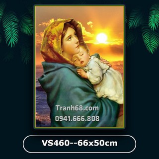 Tranh đính đá Venus VS460 Đức mẹ Mari bồng con kích thước 66x50cm