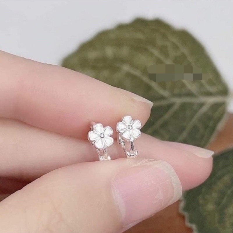 Bông tai nữ hoa mai dạng bấm nhỏ xinh , chuẩn bạc ta - THJ SLIVER