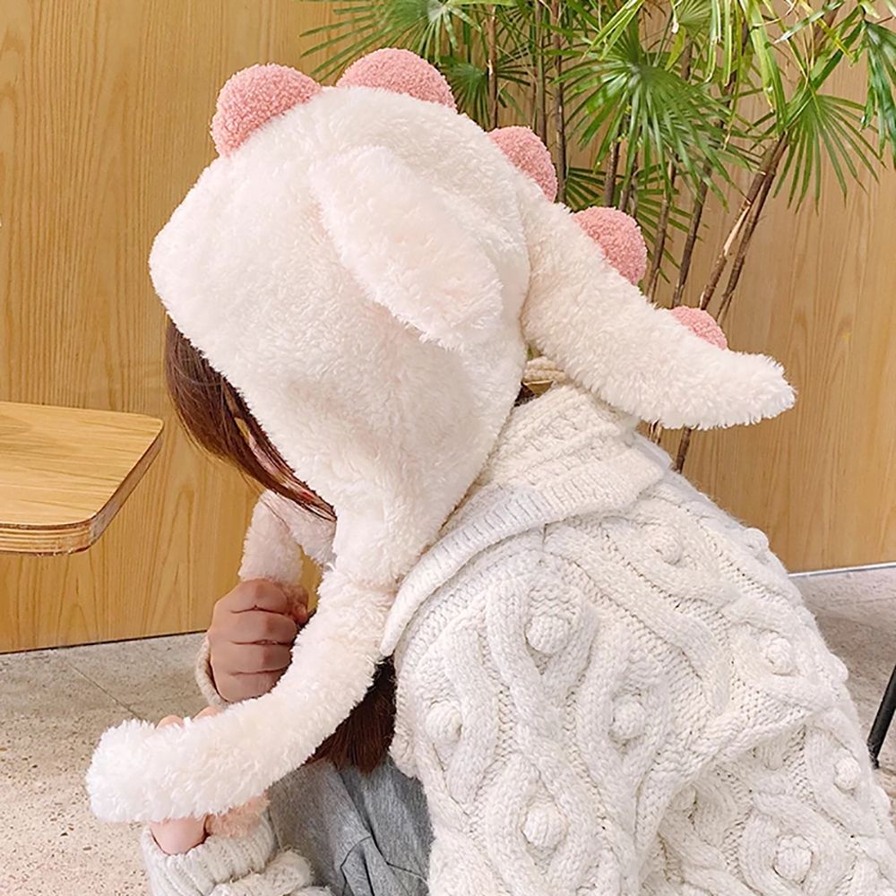 Mũ chất liệu lông hình khủng long dễ thương xinh xắn ấm áp thời trang thu đông cho nữ/bé gái