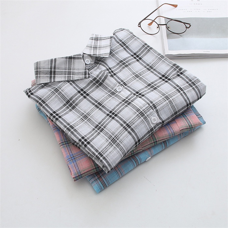 (MẪU MỚI) Áo sơ mi hàn quốc kẻ caro cổ bẻ phối tay bồng ulzzang/ Áo khoác ngoài dáng rộng thời trang nữ