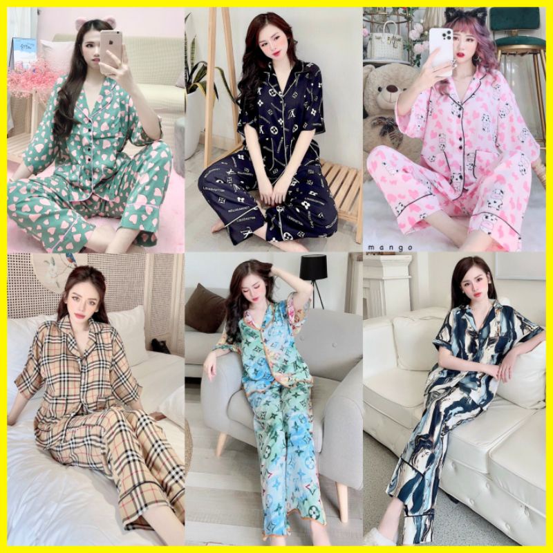 [ẢNH+VIDEO THẬT] BỘ LỤA MANGO CỘC DÀI ĐỒ BỘ NỮ PIJAMA LỤA XINH