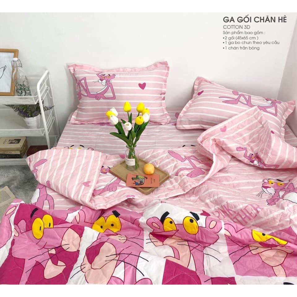 Bộ ga gối 3 món poly cotton mẫu con vịt