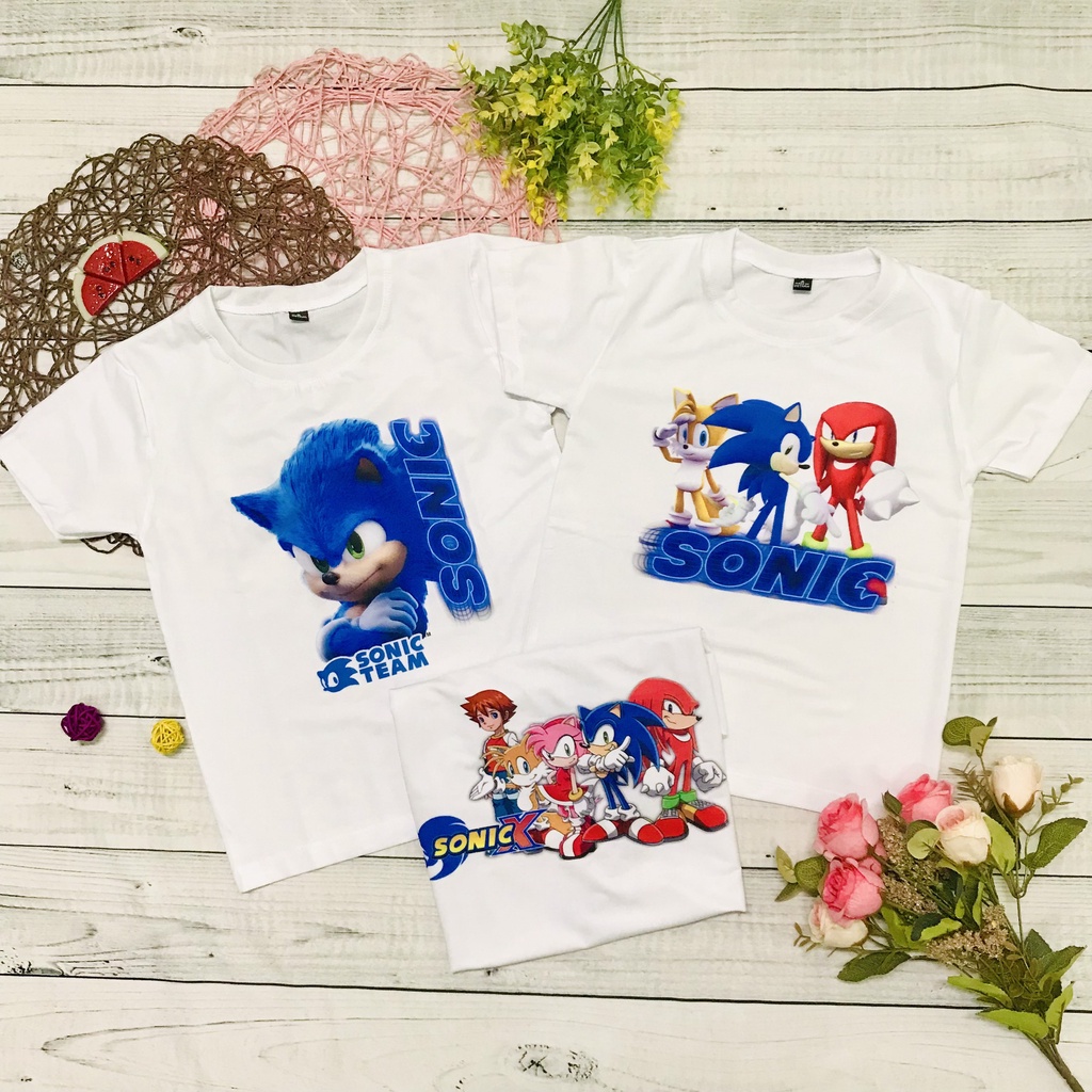 Áo thun in hình Sonic trai gái dễ thương từ 10kg - 70kg