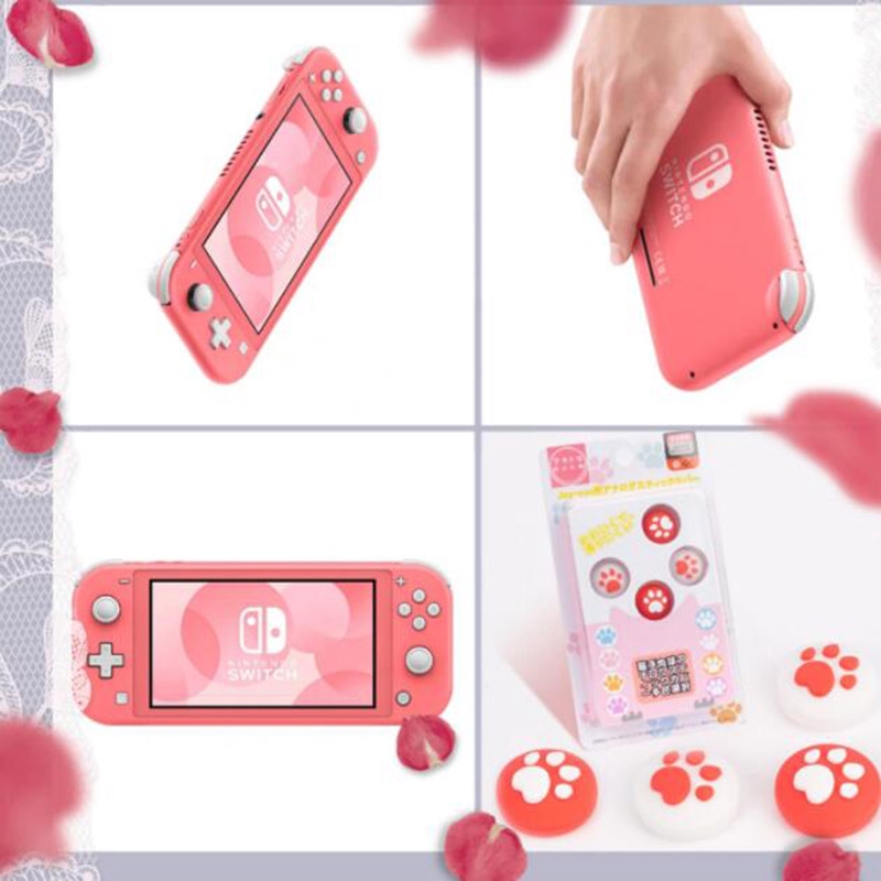 Set   Phụ Kiện Bọc Bảo Vệ Nút Bấm Tay Cầm Chơi Game Nintendo Switch Lite Hình Chân Mèo Dễ Thương